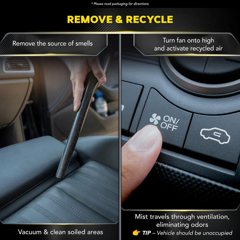 عبوة ميجوايرز لتجديد هواء السيارة بالكامل وإزالة الروائح برائحة "بلاك كروم"